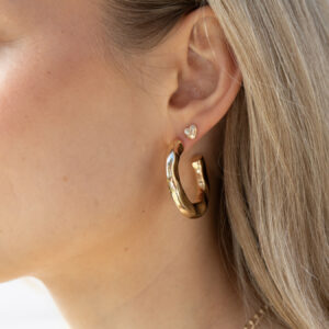 Gold Plated Chunky Textured Hoop Earrings 2