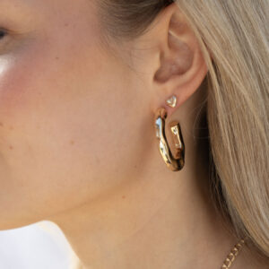 Gold Plated Chunky Textured Hoop Earrings 3