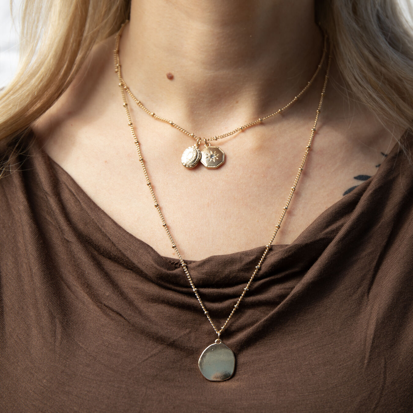 Gold Plated Double Layered Necklace 3