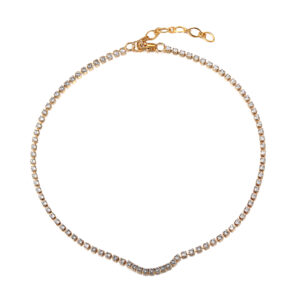 Crystal single strand necklace with curved shape