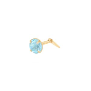 9ct Yellow Gold Light Blue crystal nose stud