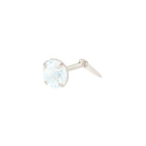 silver aquamarine nose stud with round genuine aquamarine stone and polished fitting
