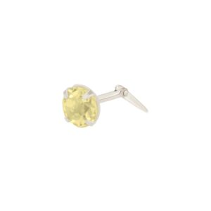 Sterling Silver genuine citrine round nose stud shown in angled side profile