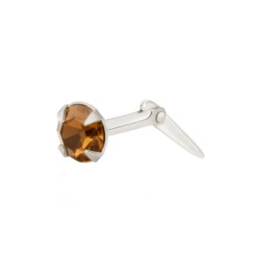 silver brown cz nose stud with round brown cubic zirconia and polished Andralok fitting