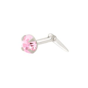 silver pink cz nose stud side view showing Andralok hinge fitting
