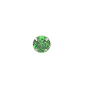 silver 3.5mm emerald nose stud in sterling silver, front view on white background