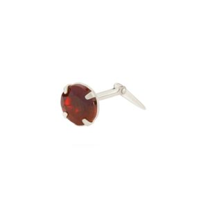 silver garnet nose stud in Sterling Silver shown side profile with Andralok fitting