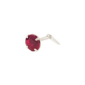 silver ruby nose stud side view showing Andralok hinge fitting
