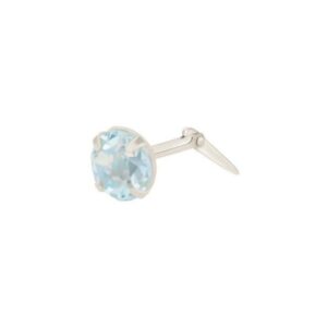 silver blue topaz nose stud side view showing Andralok hinge fitting