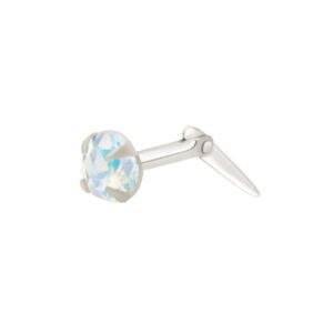 silver aurora borealis nose stud in Sterling Silver shown in side view on white background