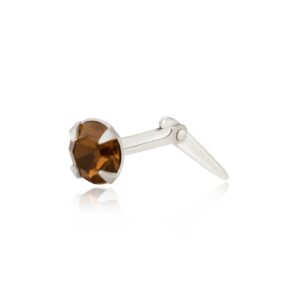 silver brown crystal nose stud side view showing Andralok hinge fitting
