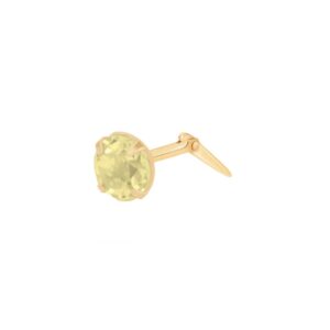 gold citrine round nose stud shown in side profile on a white background
