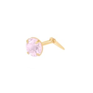 gold pink topaz nose stud shown side on with Andralok hinge fitting