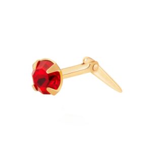 gold red cz nose stud shown side on with Andralok hinge fitting