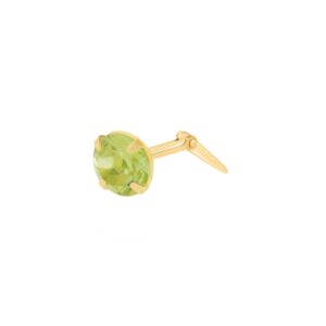 gold peridot nose stud shown side on with Andralok hinge fitting