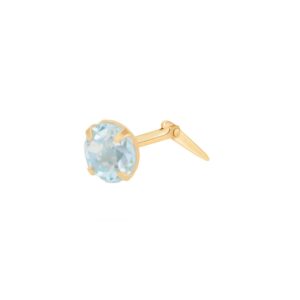 gold sky blue topaz nose stud shown side on with Andralok hinge fitting