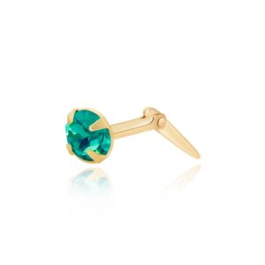 gold blue zircon nose stud shown side-on with Andralok hinge detail