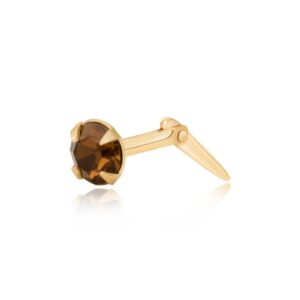 gold brown crystal nose stud shown side on with Andralok hinge fitting