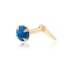 gold capri blue nose stud shown side-on with Andralok hinge detail