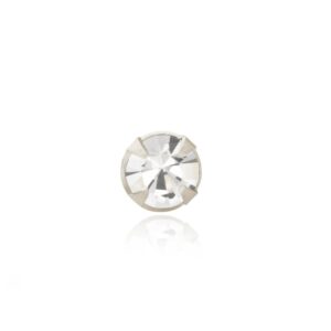 silver 2mm diamond nose stud in sterling silver, front view on white background