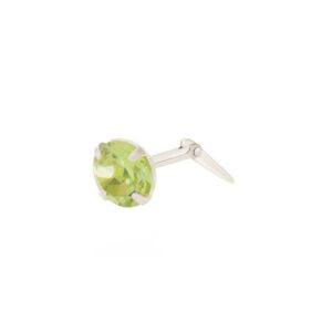 silver peridot nose stud side view showing Andralok hinge fitting