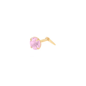 gold pink tourmaline nose stud shown side on with Andralok hinge fitting