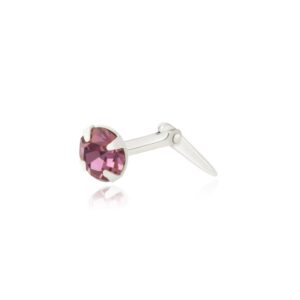 silver 3mm light purple nose stud shown side-on with Andralok hinge fitting detail