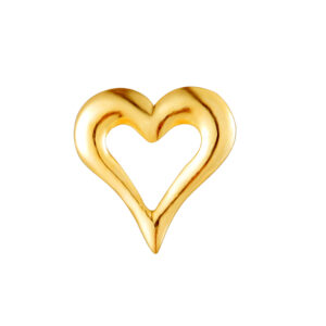 gold openwork heart nose stud in 9ct yellow gold, front view on white background