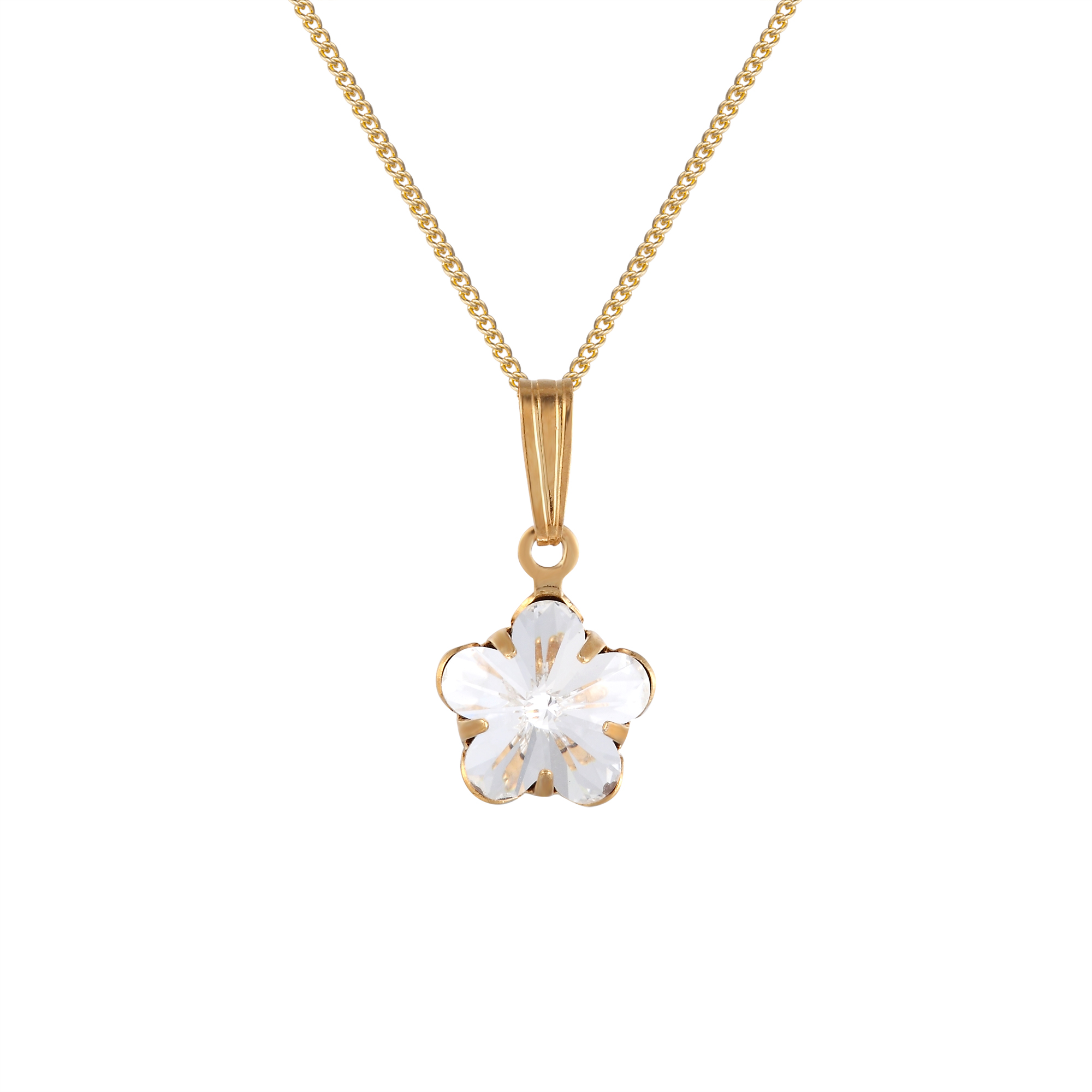 Flower crystal necklace in gold plate