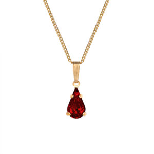 Teardrop crystal pendant necklace in gold plate