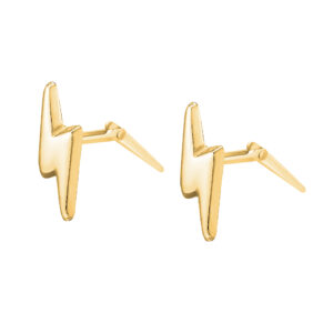 lightning bolt stud earrings side view showing Andralok hinge fitting
