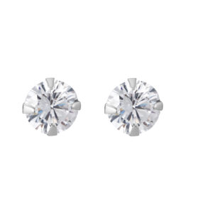 Set of Two 9ct White Gold Round and Square CZ Stud Earrings additional product image