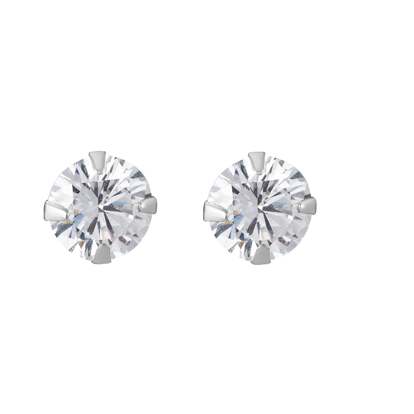 Set of Two 9ct White Gold Round and Square CZ Stud Earrings additional product image