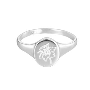 sterling silver birth flower ring