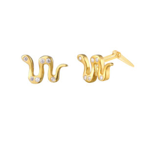 snake CZ stud earrings shown side-on with Andralok hinge detail