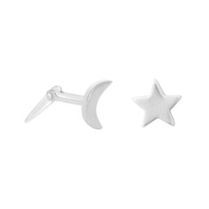 celestial stud earrings mix and match set with one star and one crescent moon