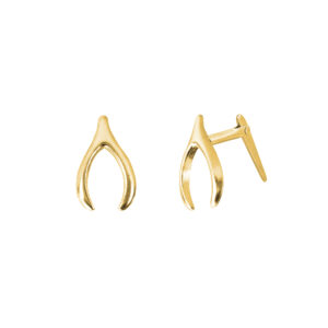 wishbone stud earrings in 18ct gold plated sterling silver with sleek wishbone shape