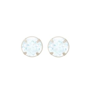 silver aquamarine stud earrings in Sterling Silver, pair front view on white background