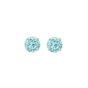 light blue cubic zirconia stud earrings shown from the front as a matching pair