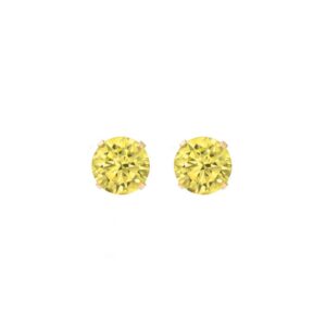 gold citrine cz stud earrings shown as a matching pair in front view on a white background