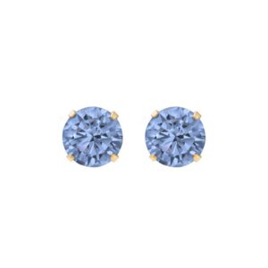 gold tanzanite cz studs in 9ct Yellow Gold with round four claw settings