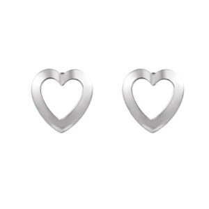 andralok open heart stud earrings, sterling silver heart studs, rounded heart earrings silver, open heart earrings silver, small heart stud earrings, Andralok silver earrings, minimalist silver studs, silver pierced heart earrings, fine silver jewellery uk, everyday heart earrings, classic heart studs silver, simple silver heart earrings, Andralok jewellery, 7mm heart stud earrings, sterling silver heart jewellery