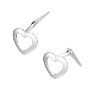side view Andralok heart stud earrings showing back fitting