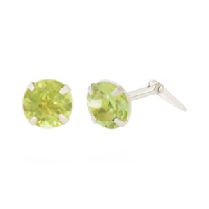 silver peridot stud earrings side view showing Andralok hinge fitting