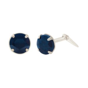 silver tanzanite stud earrings side view showing Andralok hinge fitting