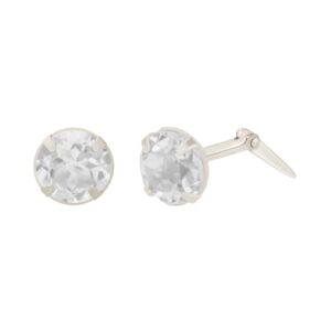 white topaz stud earrings side view showing Andralok hinge fitting