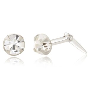 silver white crystal studs side view showing Andralok hinge fitting and claw setting