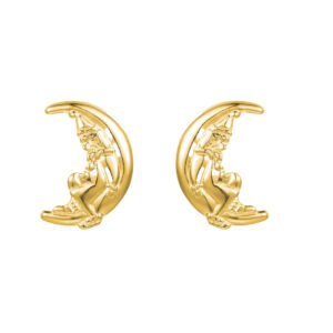 gold storybook clown stud earrings in 9ct Yellow Gold shown as a matching front-facing pair