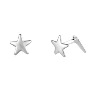 Sterling Silver 5mm star stud earrings, close-up of polished five-point star
