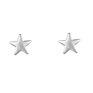 silver 5mm star studs in Sterling Silver, front view on white background